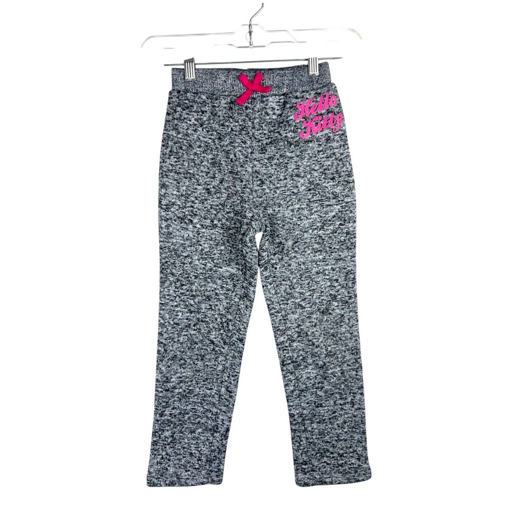 Hello Kitty Sweatpants Girls 7 Grey Knit School Casual Bottoms Spellout Sanrio